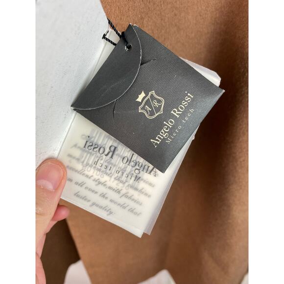 NWT Angelo Rossi Men's 44 Brown Hand Tailored Micro Tech Wool Coat - Picture 5 of 11